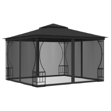 vidaXL antracitszürke pavilon függönyökkel 300 x 300 x 265 cm kerti bútor