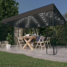 vidaXL antracitszürke pavilon LED fényfüzérrel 3 x 4 m kerti bútor