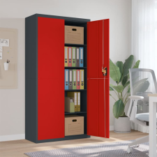 vidaXL antracitszürke-piros acél irattartó szekrény 90x40x180 cm irattároló szekrény