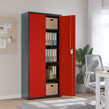 vidaXL antracitszürke-piros acél irattartó szekrény 90x40x200 cm irattároló szekrény