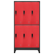 vidaXL antracitszürke-piros acél zárható szekrény 90 x 45 x 180 cm (339801) bútor