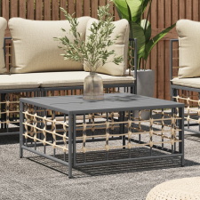 vidaXL antracitszürke polyrattan kerti asztal 70 x 70 x 34 cm kerti bútor
