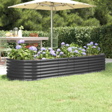 vidaXL Antracitszürke porszórt acél kerti magaságyás 224x80x36 cm kerti tárolás