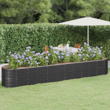 vidaXL antracitszürke porszórt acél kerti magaságyás 440x80x68 cm kerti tárolás
