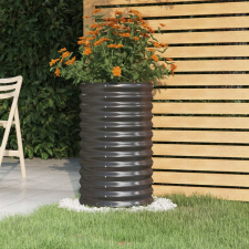 vidaXL antracitszürke porszórt acél kerti ültetőláda 40 x 40 x 68 cm kerti tárolás