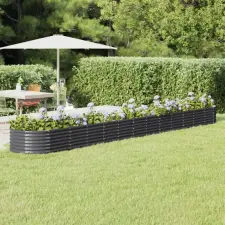 vidaXL antracitszürke porszórt acél kerti ültetőláda 512x80x36 cm kerti tárolás