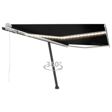 vidaXL antracitszürke szélérzékelős és LED-es napellenző 400 x 350 cm kerti bútor