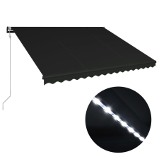 vidaXL antracitszürke szélérzékelős és LED-es napellenző 450 x 300 cm kerti bútor