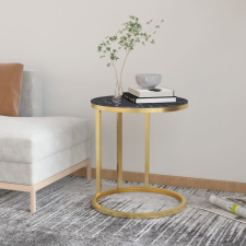 vidaXL arany és fekete márvány edzett üveg kisasztal 45 cm bútor