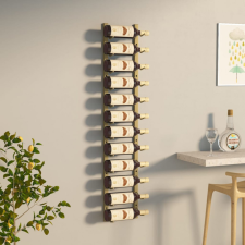 vidaXL arany vas falra szerelhető bortartó állvány 12 palacknak bútor