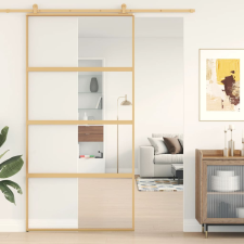 vidaXL aranyszínű átlátszó ESG üveg és alumínium tolóajtó 102,5x205 cm építőanyag