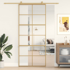 vidaXL aranyszínű átlátszó ESG üveg és alumínium tolóajtó 90 x 205 cm építőanyag