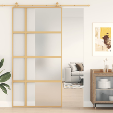 vidaXL aranyszínű ESG tejüveg és alumínium tolóajtó 102,5 x 205 cm nyílászáró