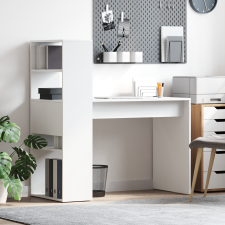 vidaXL Asztal tárolással Fehér 113x54x120 cm Szerelt fa íróasztal