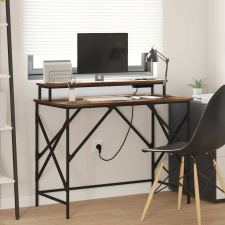 vidaXL Asztal tárolóval Füstölt tölgy 100 x 50 x 86.5 cm Faanyag íróasztal