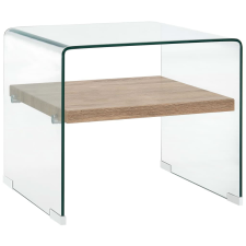 vidaXL átlátszó edzett üveg dohányzóasztal 50 x 50 x 45 cm bútor