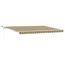 vidaXL Automatikus Behúzható Napellenző LED zöld és sárga 450x300 cm (3331056) kerti bútor
