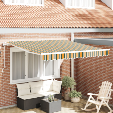 vidaXL Automatikus Behúzható Napellenző Zöld és Sárga 350x250 cm kerti bútor