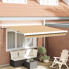 vidaXL Automatikus Behúzható Napernyő, Csíkos, 350x250 cm kerti bútor