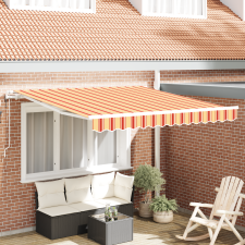 vidaXL Automatikus Behúzható Napernyő Sárga és Narancs 350x250 cm kerti bútor