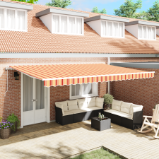 vidaXL Automatikus behúzható napernyő sárga és narancssárga 500x350 cm kerti bútor
