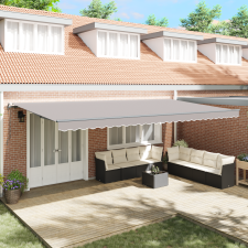 vidaXL Automatikus Behúzható Napernyő Világosszürke 600x300 cm kerti bútor