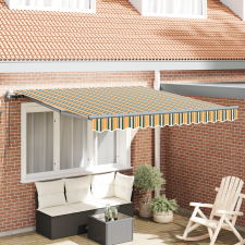 vidaXL Automatikus Behúzható Napernyő Zöld és Sárga 350x250 cm kerti bútor