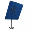 vidaXL Azúrkék dupla tetejű konzolos napernyő 250 x 250 cm