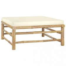 vidaXL Bambusz kerti lábtartó krémfehér párnával kerti bútor