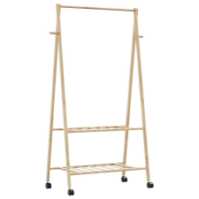 vidaXL bambusz ruhaállvány polcokkal és kerekekkel 96x45,5x155,5 cm bútor