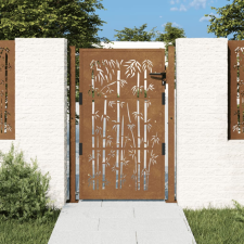 vidaXL bambuszmintás corten acél kerti kapu 105 x 130 cm kerti bútor