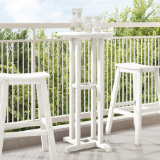 vidaXL Bárasztal Fehér 55x55x107 cm HDPE kerti bútor