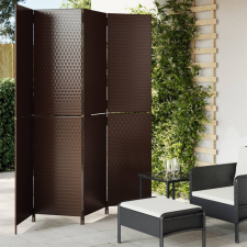 vidaXL barna 4 paneles polyrattan térelválasztó bútor