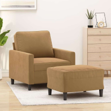 vidaXL barna bársony kanapéfotel lábtartóval 60 cm bútor