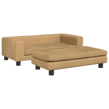 vidaXL barna bársony kutyaágy hosszabbítóval 100 x 50 x 30 cm (172024) szállítóbox, fekhely kutyáknak