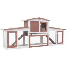 vidaXL barna és fehér fa kültéri nyúlketrec 204 x 45 x 85 cm ketrec, szállítóbox rágcsálóknak