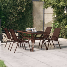 vidaXL barna és fekete acél és üveg kerti asztal 140x70x70 cm kerti bútor