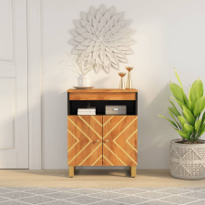 vidaXL barna és fekete tömör mangófa kisszekrény 60x33,5x75 cm bútor