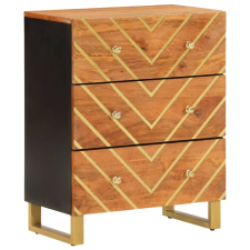 vidaXL barna és fekete tömör mangófa kisszekrény 60x33,5x75 cm (356786) bútor