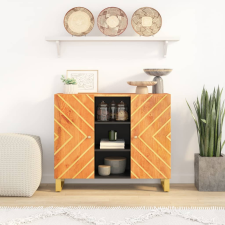 vidaXL barna és fekete tömör mangófa kisszekrény 90x33,5x75 cm bútor