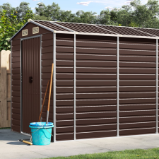 vidaXL barna horganyzott acél kerti fészer 191 x 725 x 198 cm kerti tárolás