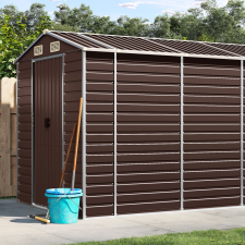 vidaXL barna horganyzott acél kerti fészer 191 x 810 x 198 cm kerti tárolás