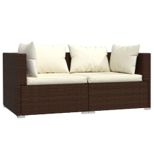 vidaXL barna kétszemélyes polyrattan kanapé párnákkal (317498) kerti bútor