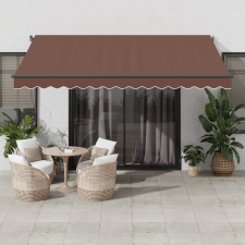 vidaXL barna kézzel kihúzható LED-es napellenző 400 x 350 cm kerti bútor