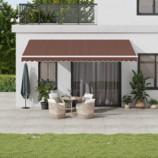 vidaXL barna kézzel kihúzható LED-es napellenző 500 x 300 cm kerti bútor