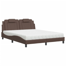 vidaXL barna műbőr ágy matraccal 160 x 200 cm ágy és ágykellék