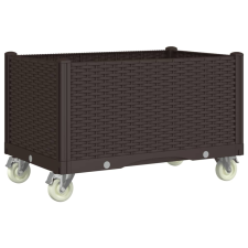 vidaXL barna polipropilén rácsos kerekes ültetőláda 80 x 50 x 54 cm (367996) kerti tárolás