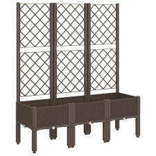vidaXL barna polipropilén rácsos kerti ültetőláda 120 x 40 x 142 cm (367930) kerti tárolás