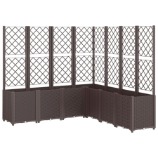 vidaXL barna polipropilén rácsos kerti ültetőláda 160 x 160 x 140 cm (367885) kerti tárolás