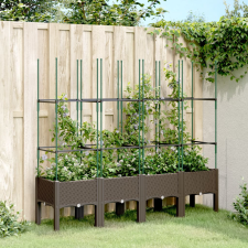 vidaXL barna polipropilén rácsos kerti ültetőláda 160 x 40 x 142,5 cm kerti tárolás